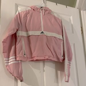 Pink adidas cropped windbreaker